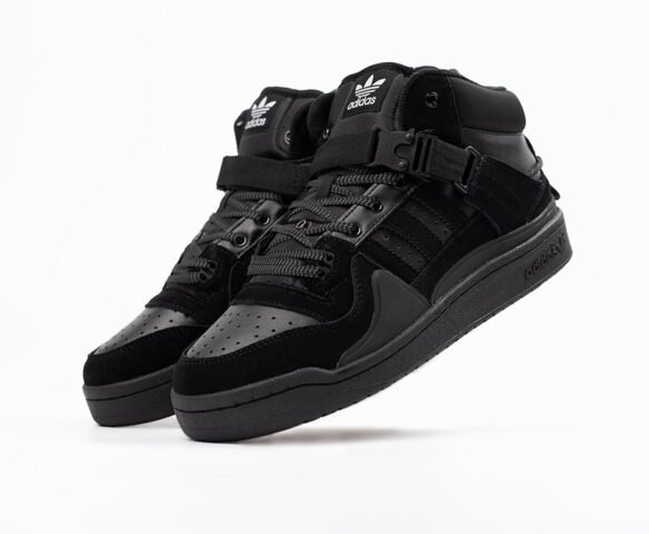 Зимние Adidas Forum 84 High black leather черные